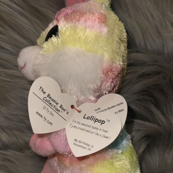 Beanie Boo’s bunny tye dye “Lollipop”. 6 inch. NWT - Picture 3 of 6